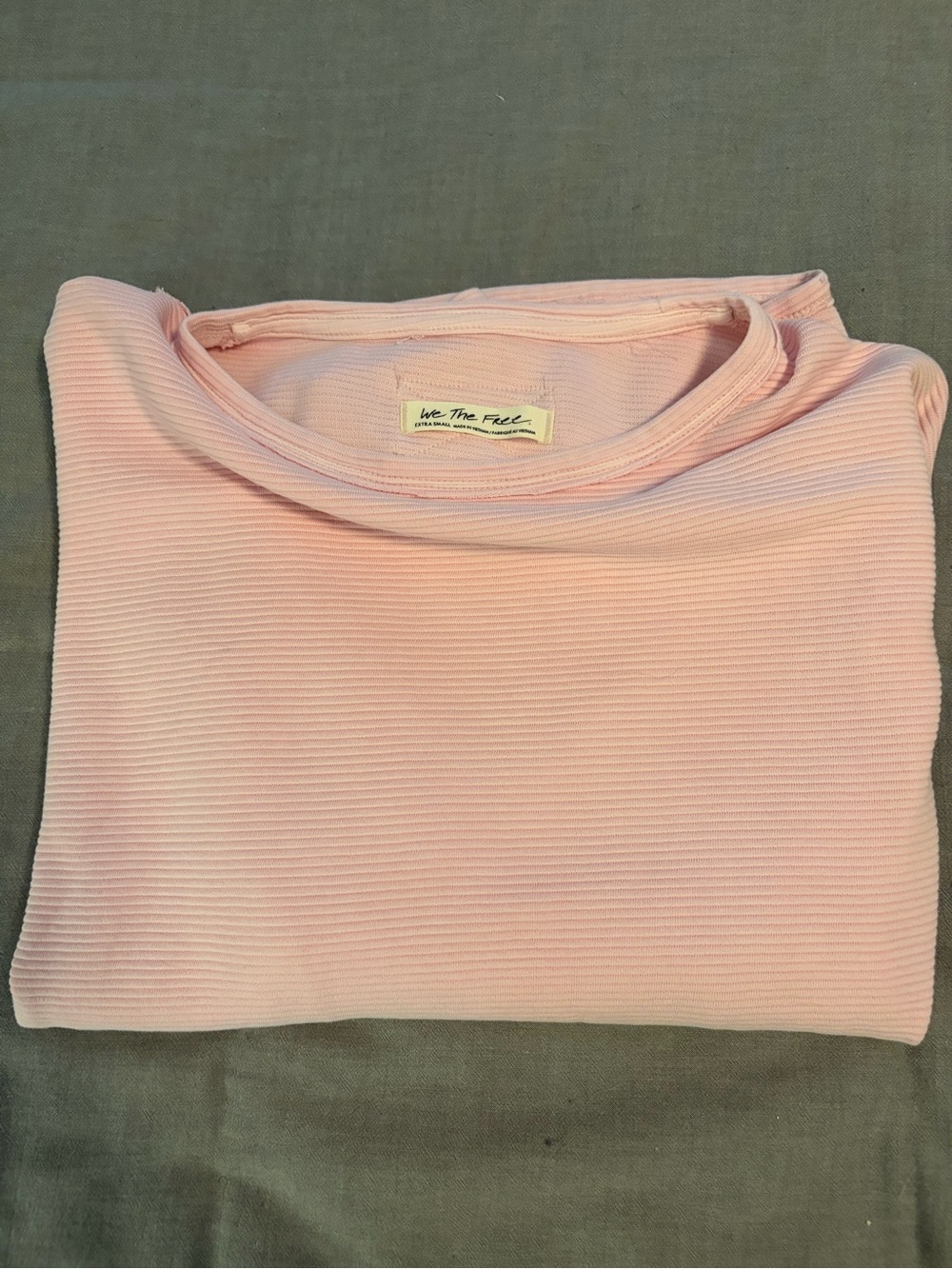 We The Free Light Pink Ribbed Crewneck Sweater